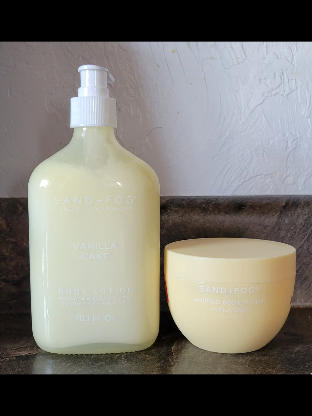 SAND+FOG Vanilla Cake Body Lotion + Whipped Body Butter Set
